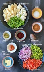 Ingredients for Serving Pav Bhaji 
