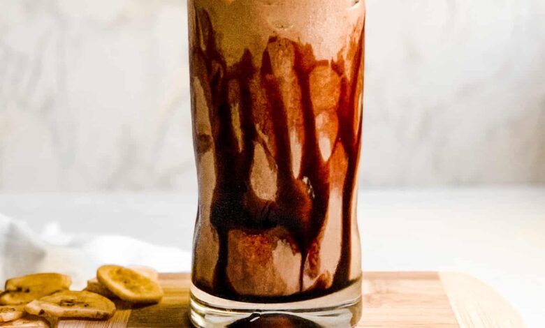 Iced Coffee Protein Smoothie with Chocolate Syrup