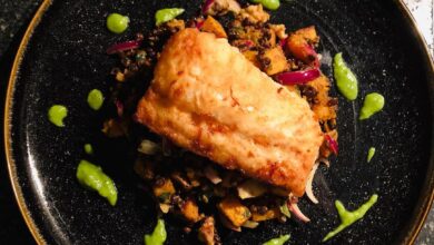 Pan Fried Cod Loin with Warm Roasted Squash Lentil