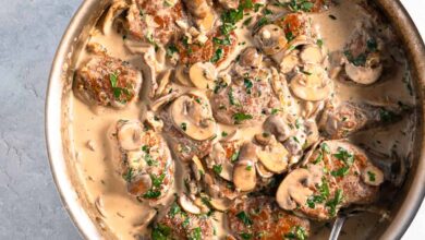 Roast pork loin with mushroom and mustard sauce Recipe